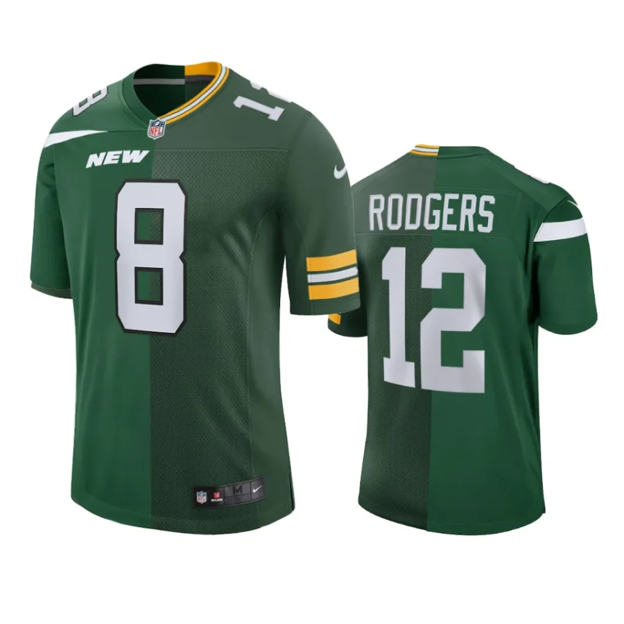 jets aaron rodgers green split jersey