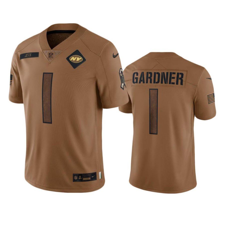 jets ahmad sauce gardner limited 2023 salute to service brown jersey