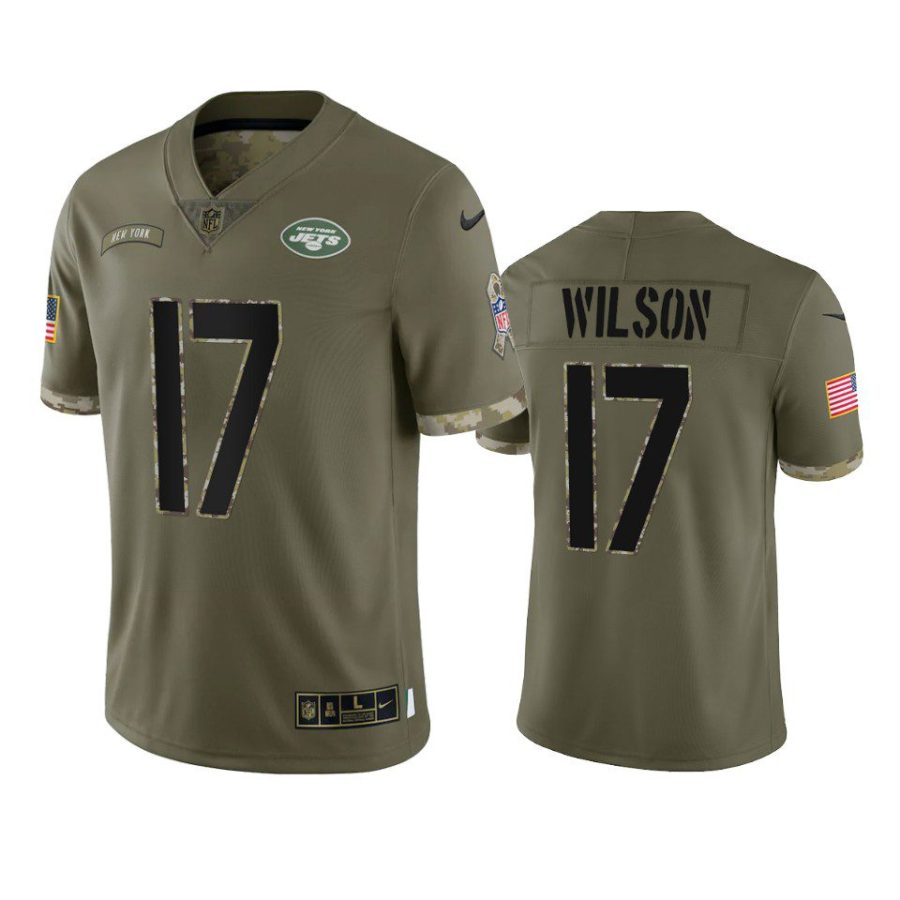 jets garrett wilson olive limited 2022 salute to service jersey