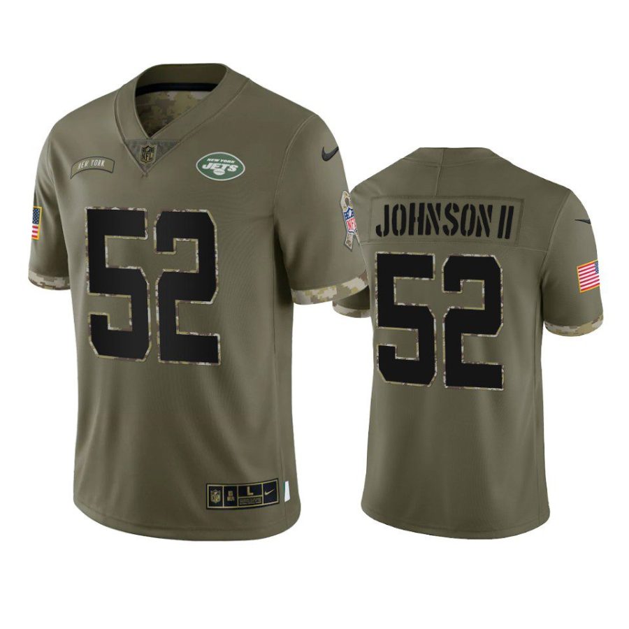 jets jermaine johnson ii olive limited 2022 salute to service jersey