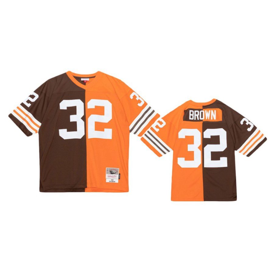 jim brown browns orange brown split legacy replica jersey 0a