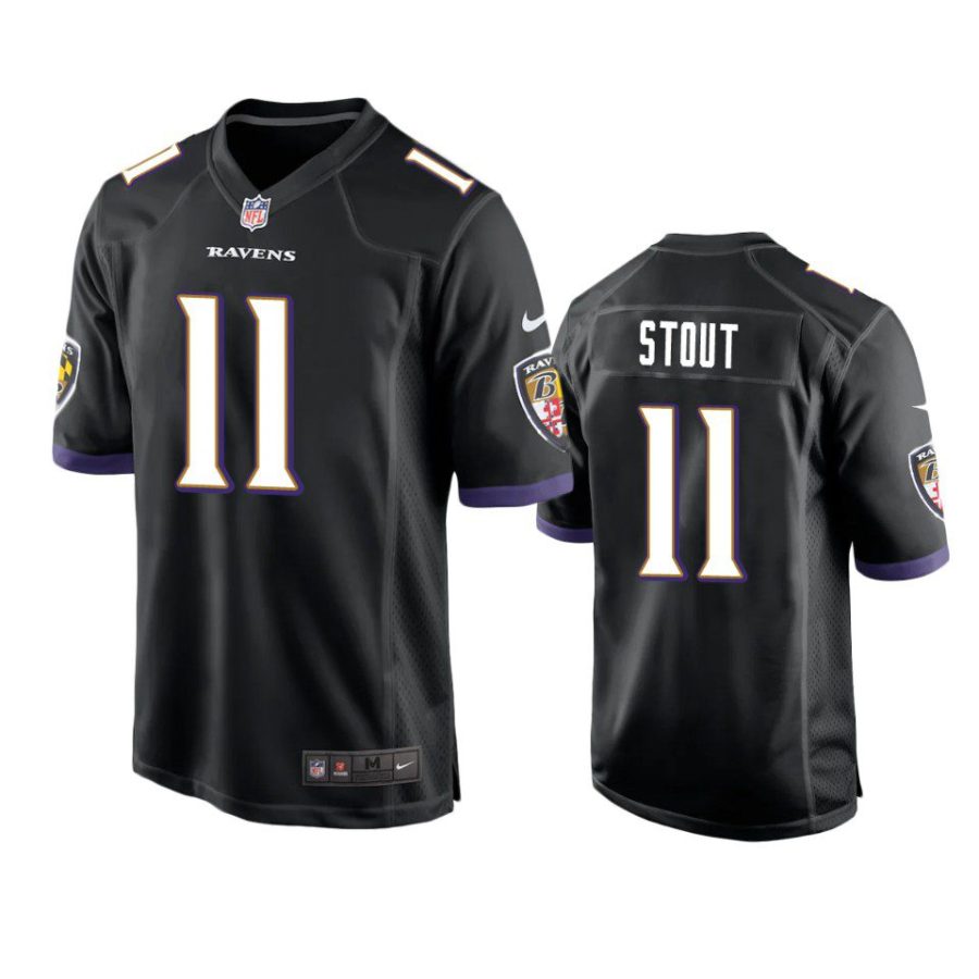 jordan stout ravens black game jersey