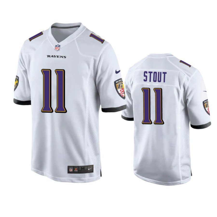 jordan stout ravens white game jersey