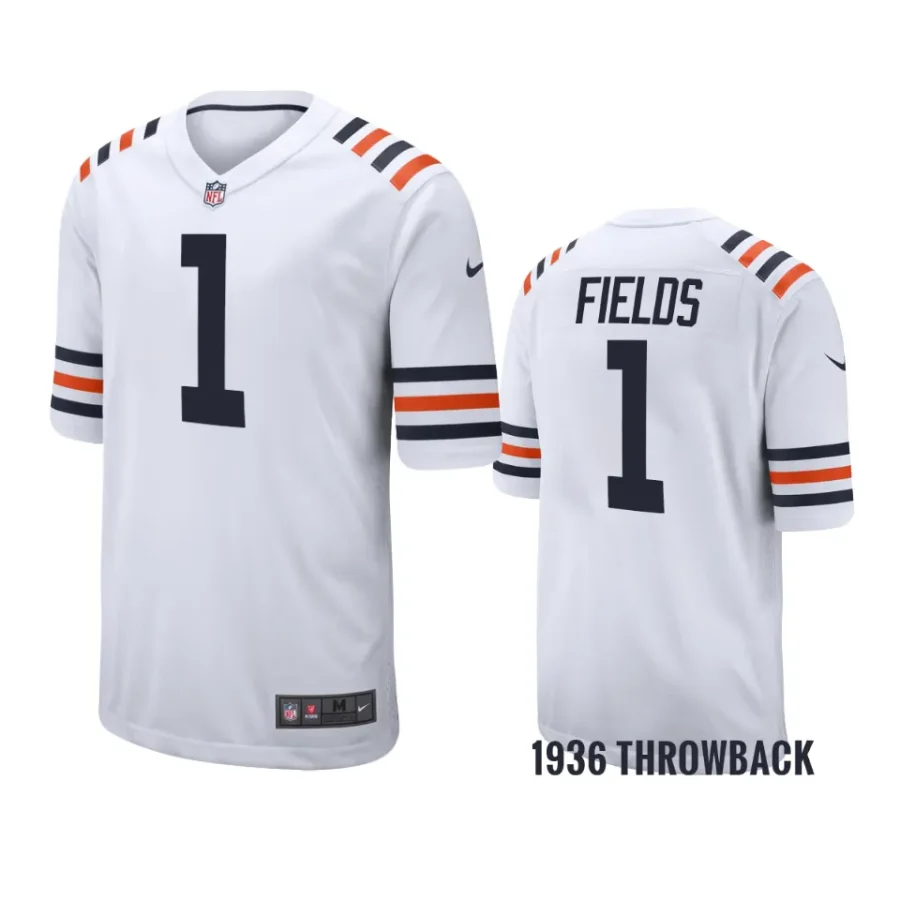 justin fields bears white 1936 throwback jersey