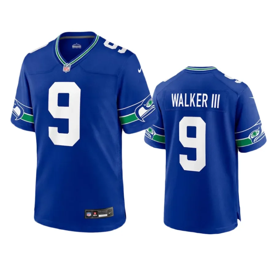 kenneth walker iii seahawks throwback game royal jersey