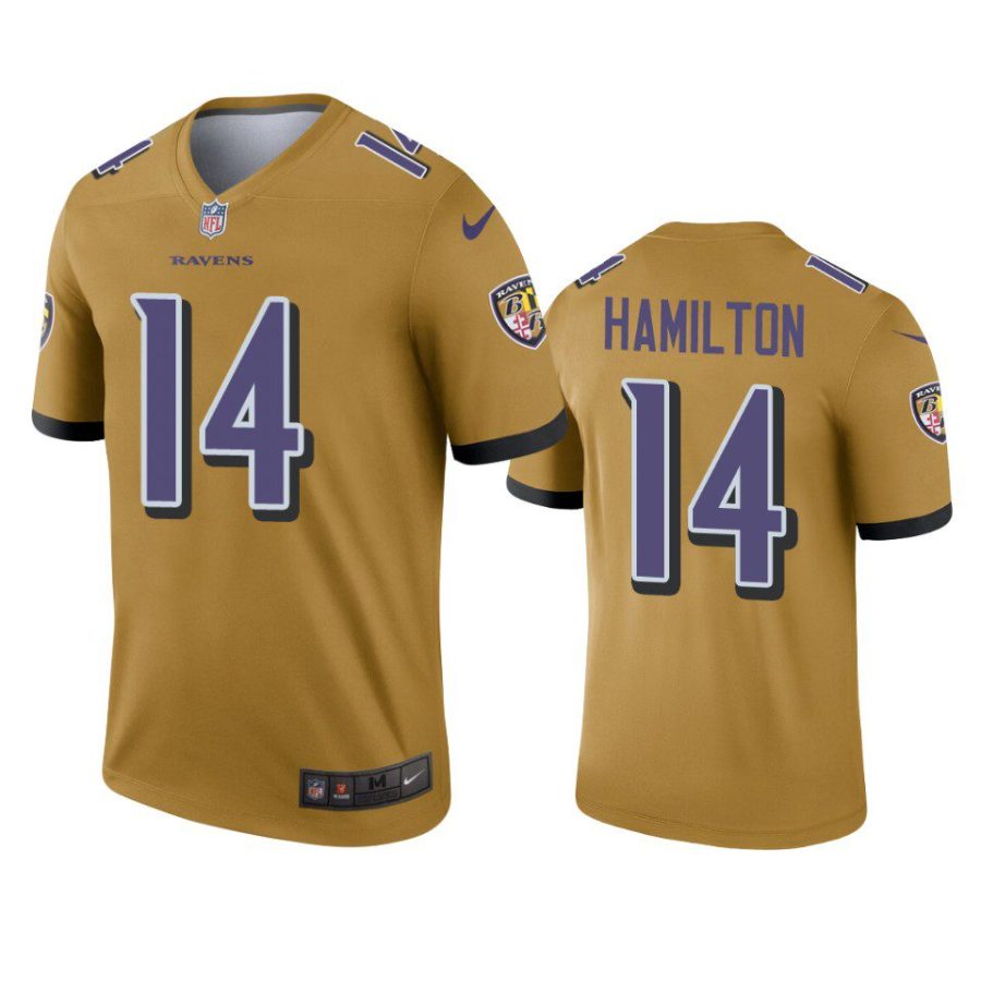 kyle hamilton ravens inverted legend gold jersey