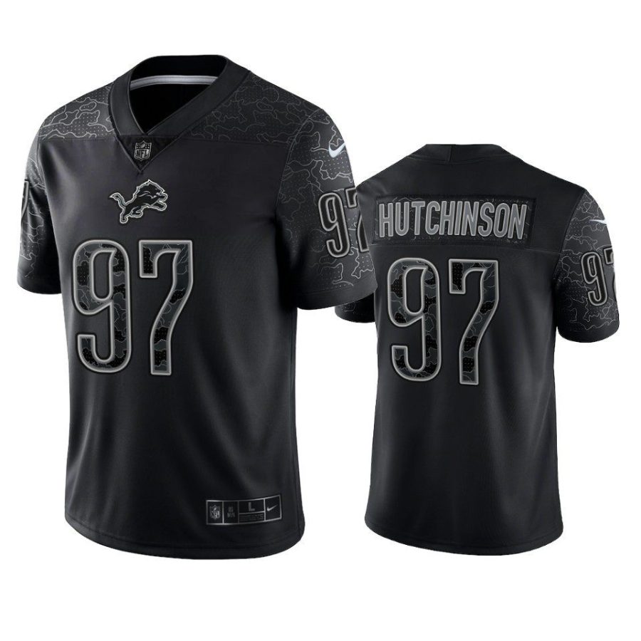 lions aidan hutchinson black reflective limited jersey