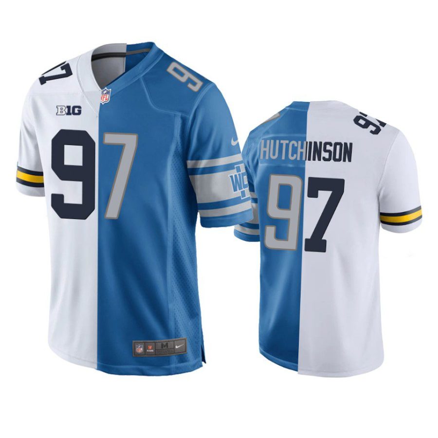 lions aidan hutchinson blue white 2022 nfl draft jersey