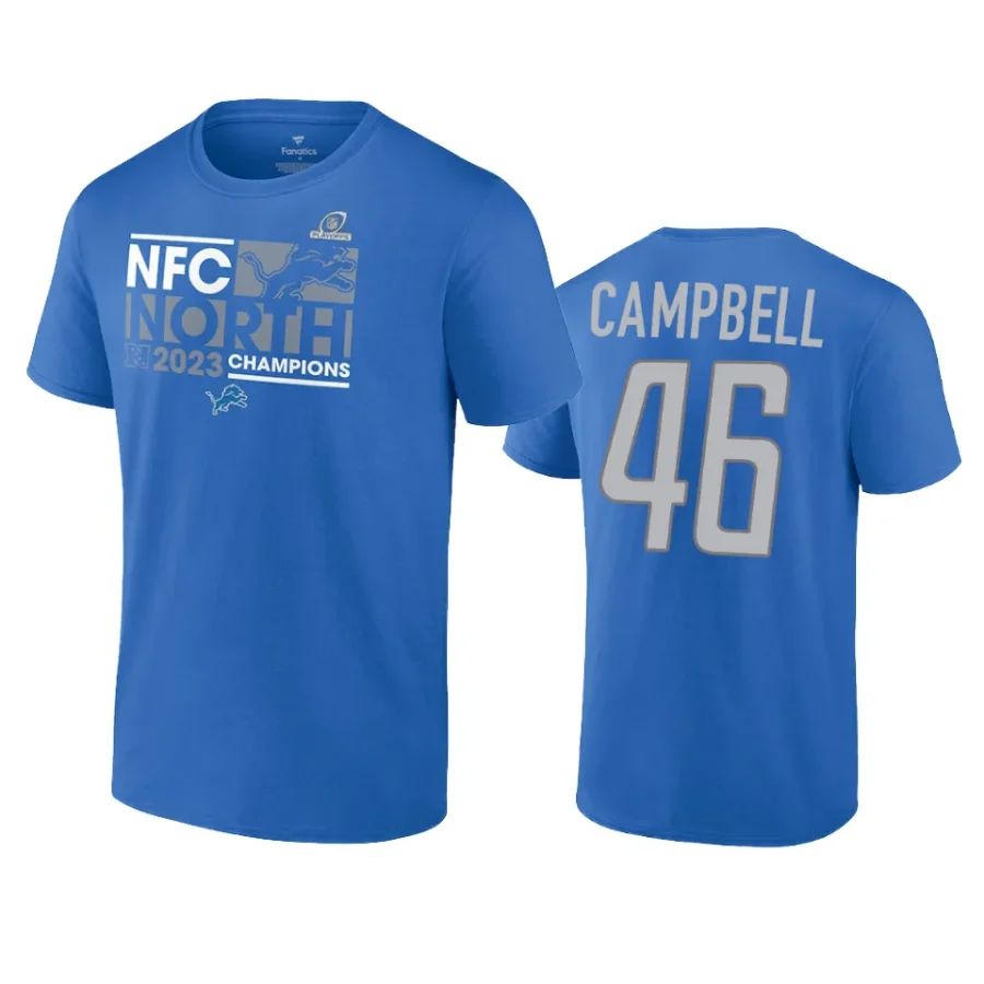 lions jack campbell blue 2023 nfc north division champions conquer t shirt