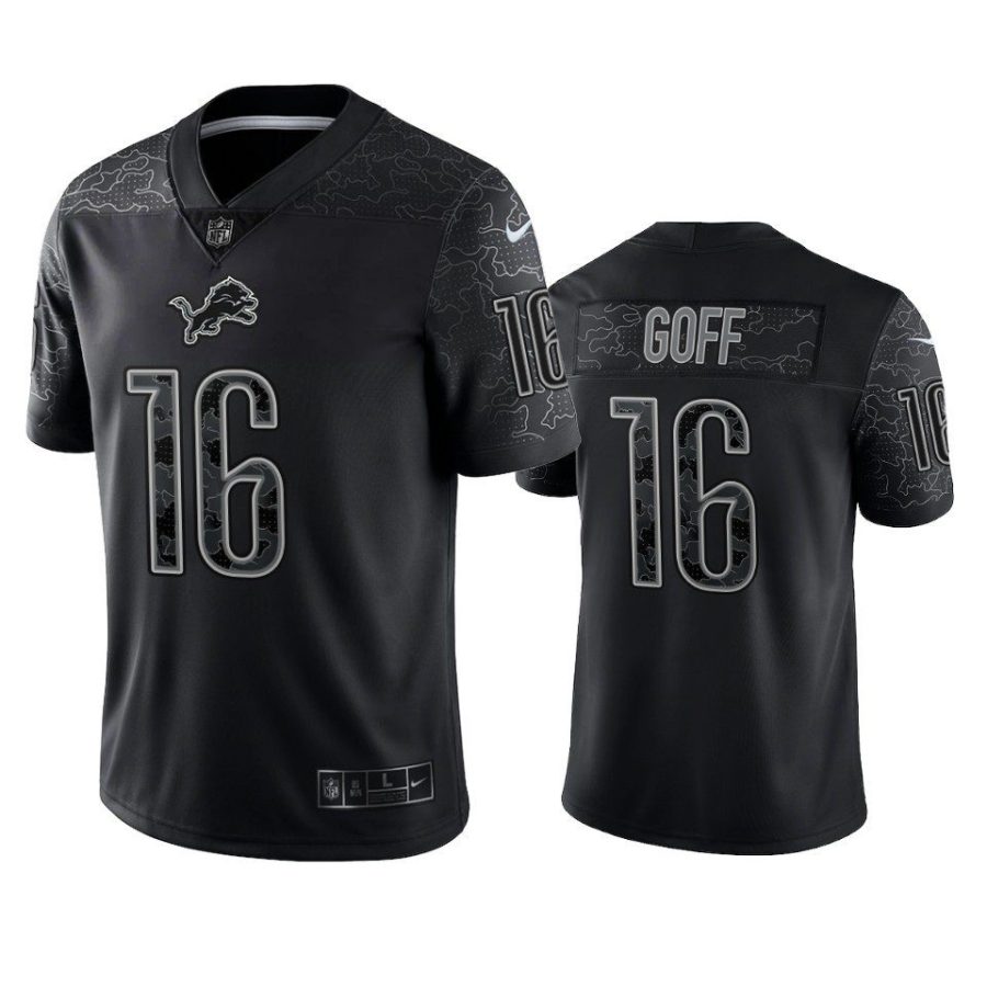 lions jared goff black reflective limited jersey