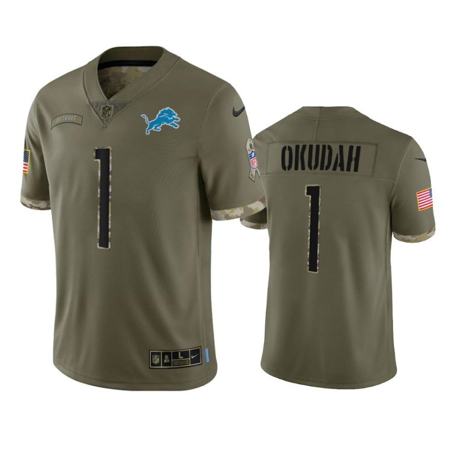 lions jeff okudah olive limited 2022 salute to service jersey