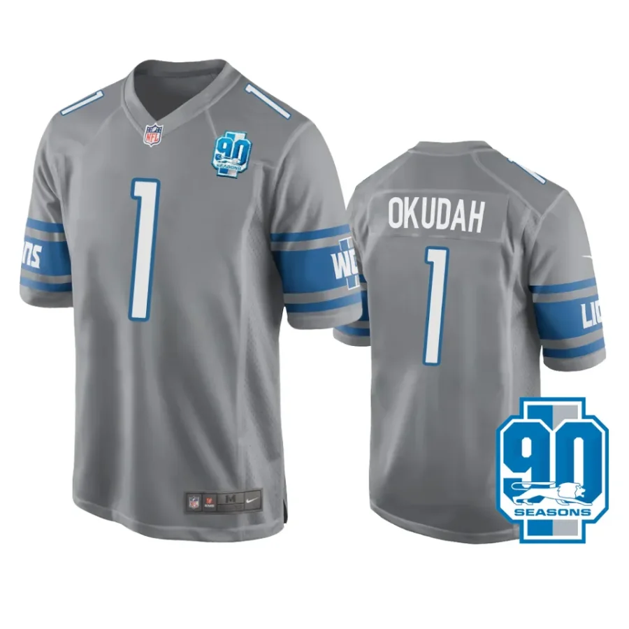 lions jeff okudah silver 90th season jersey