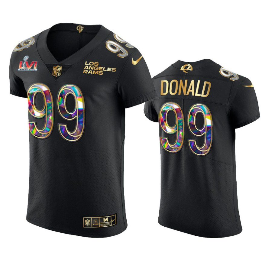 los angeles rams aaron donald black super bowl 56 diamond jersey