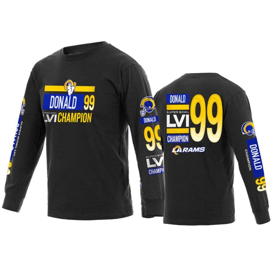 los angeles rams aaron donald black super bowl lvi champions long sleeve t shirt