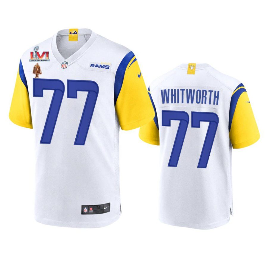 los angeles rams andrew whitworth white super bowl 56 game jersey