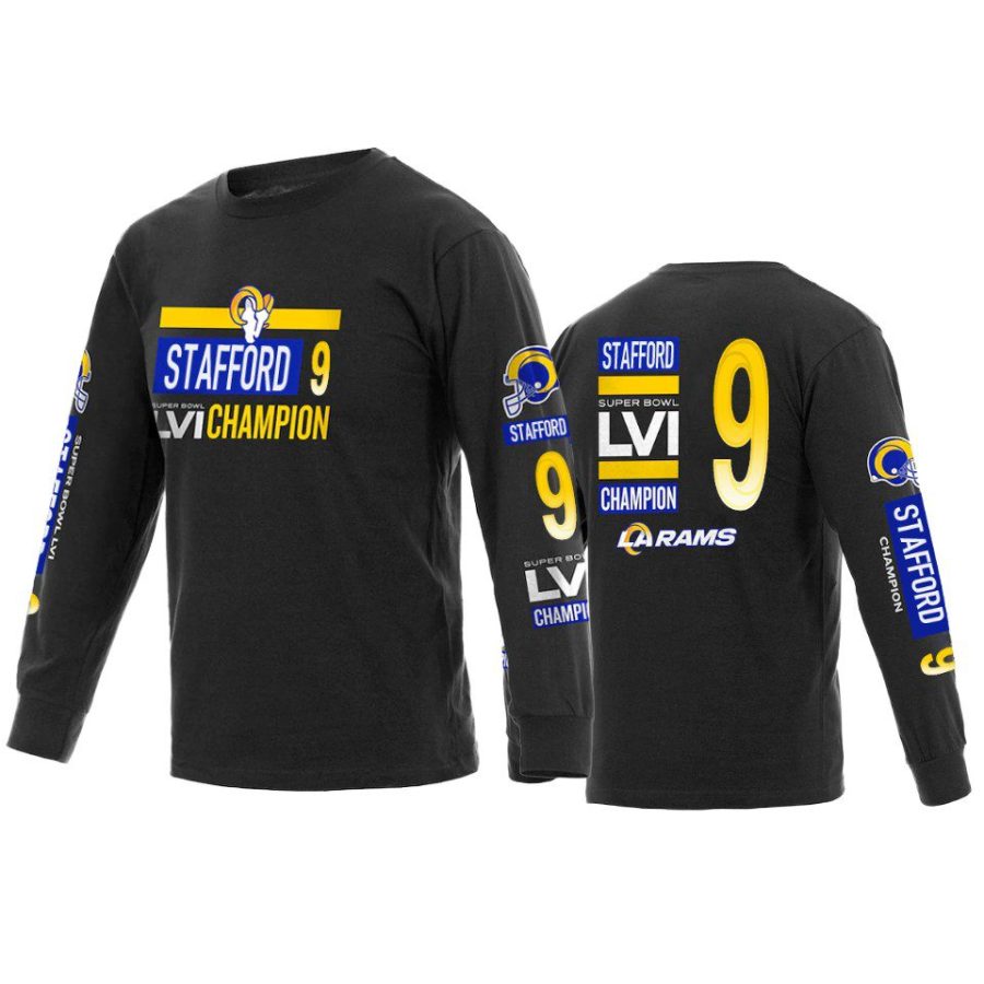 los angeles rams matthew stafford black super bowl lvi champions long sleeve t shirt