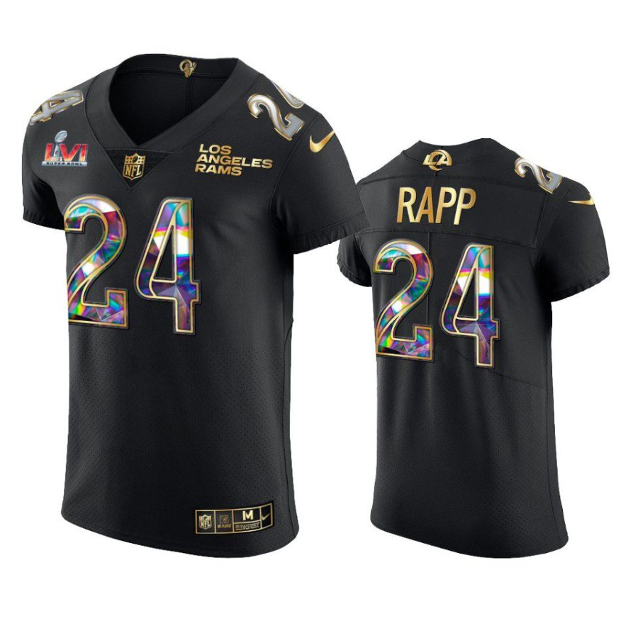 los angeles rams taylor rapp black super bowl 56 diamond jersey