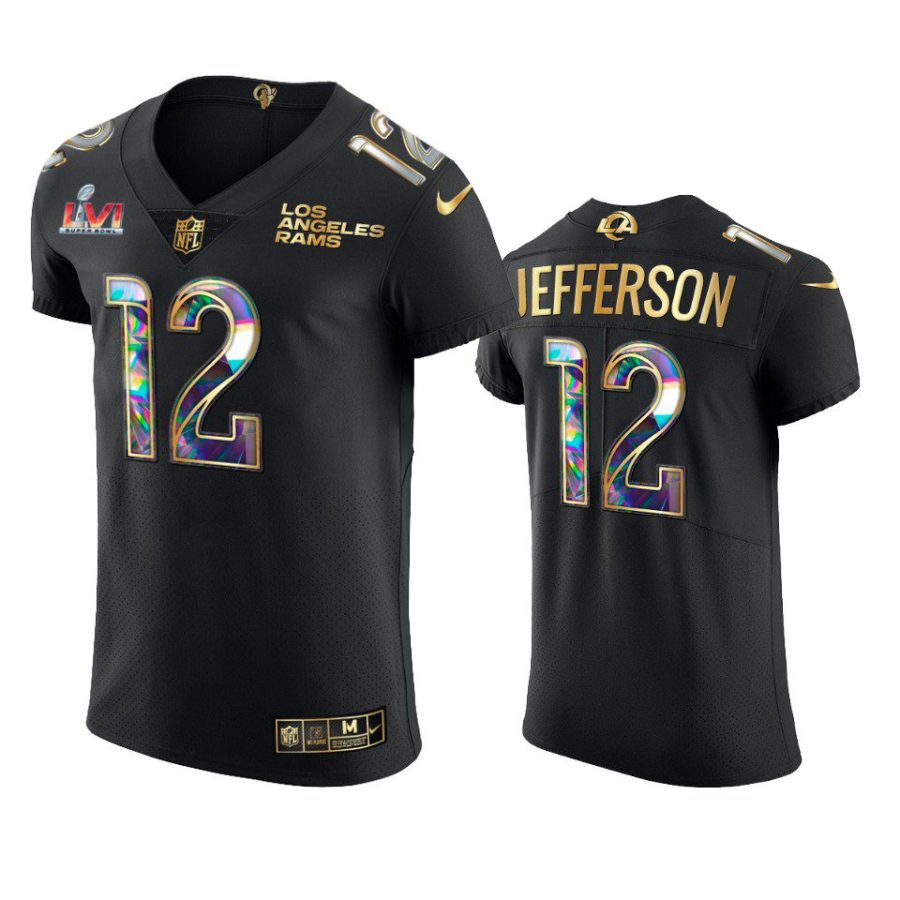 los angeles rams van jefferson black super bowl 56 diamond jersey