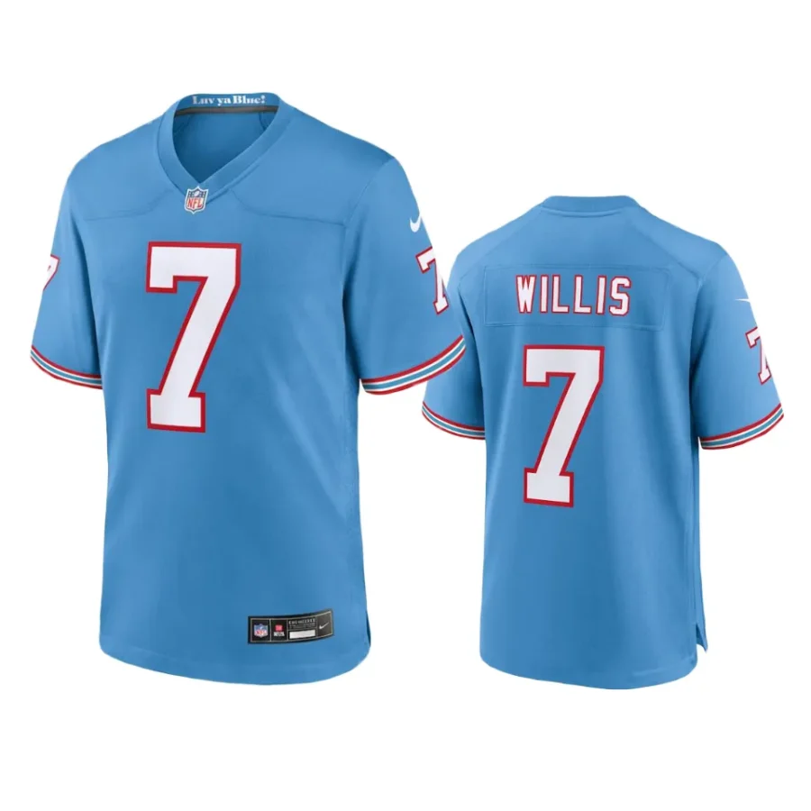 malik willis titans light blue oilers throwback game jersey