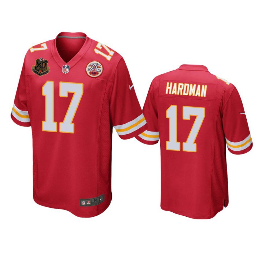 mecole hardman chiefs red 50th anniversary of operation linebacker jersey