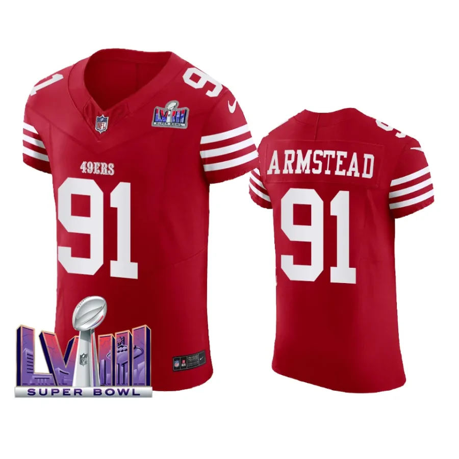 men arik armstead scarlet super bowl lviii vapor elite jersey