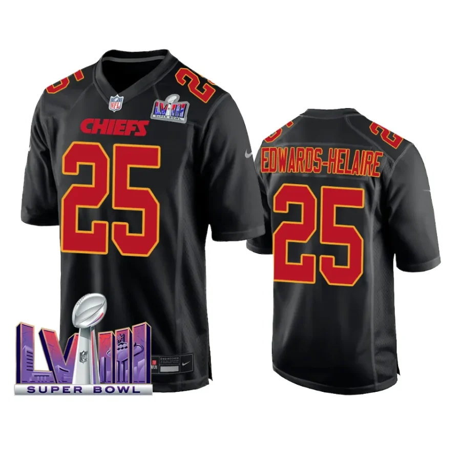 men clyde edwards helaire black super bowl lviii fashion jersey