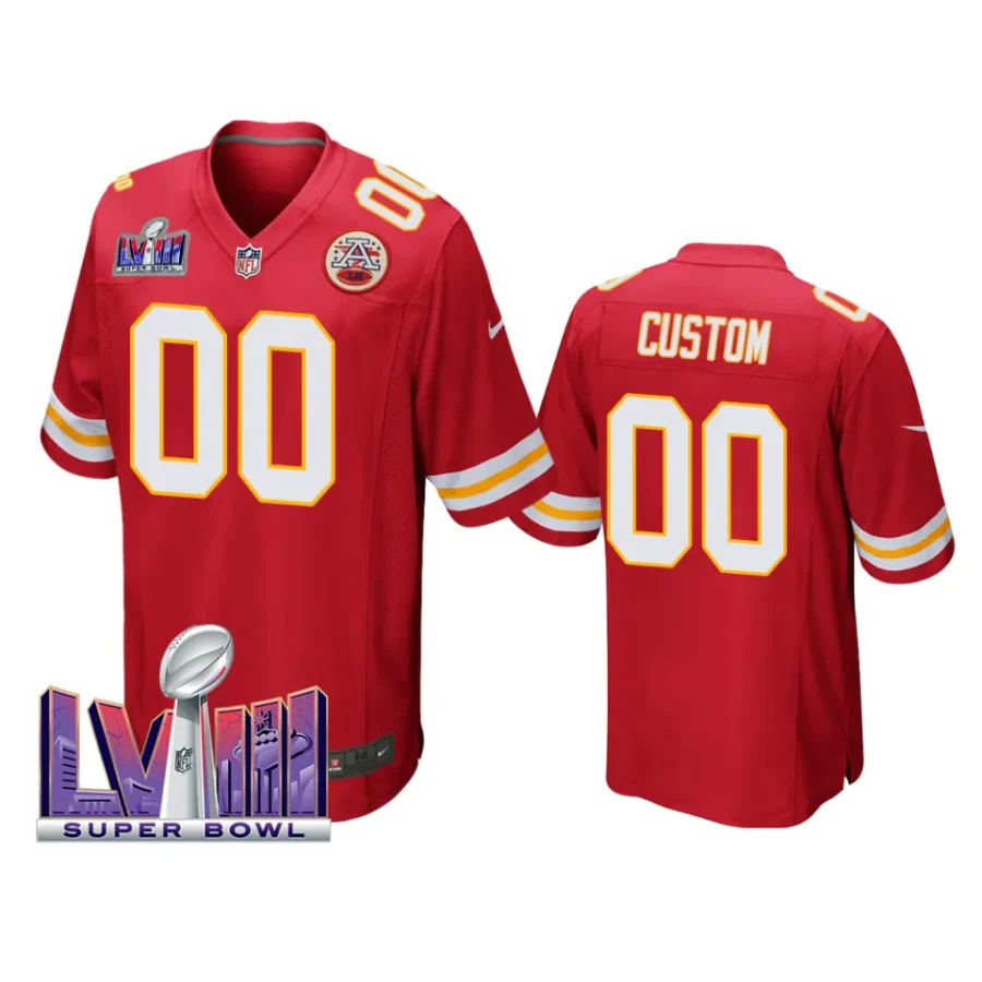 men custom red super bowl lviii game jersey