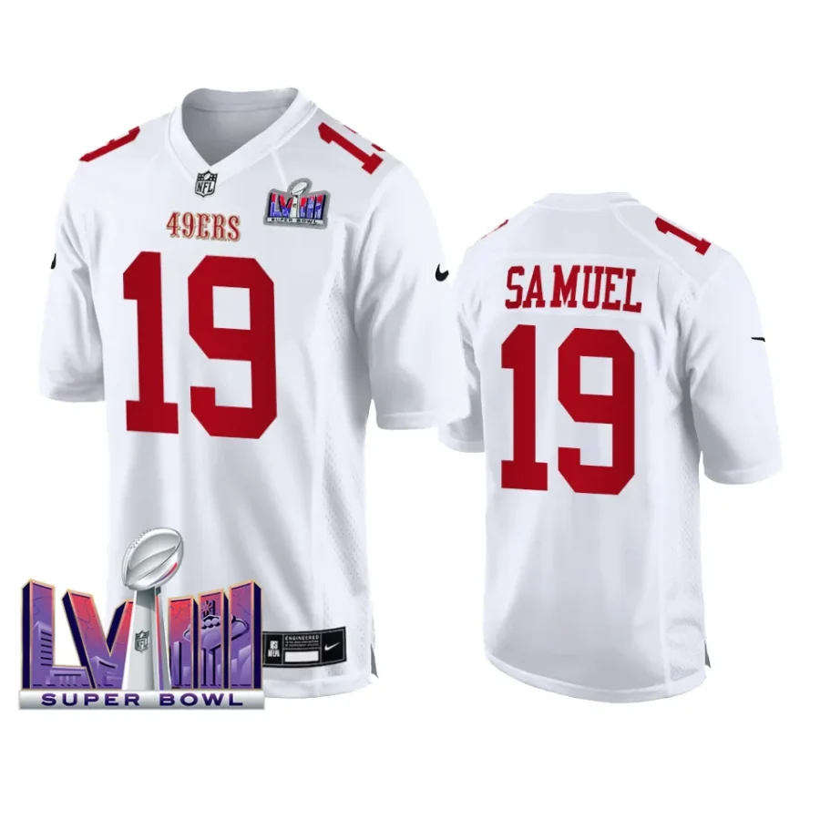 men deebo samuel white super bowl lviii game jersey