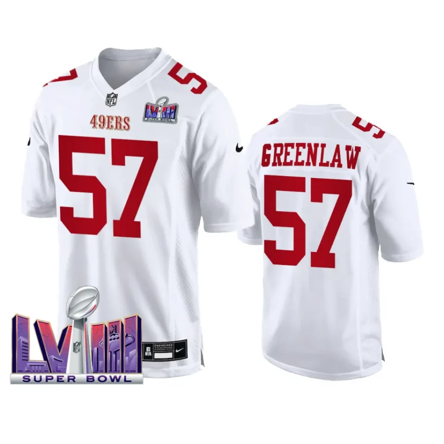 men dre greenlaw white super bowl lviii game jersey