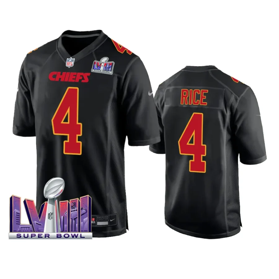 men rashee rice black super bowl lviii fashion jersey