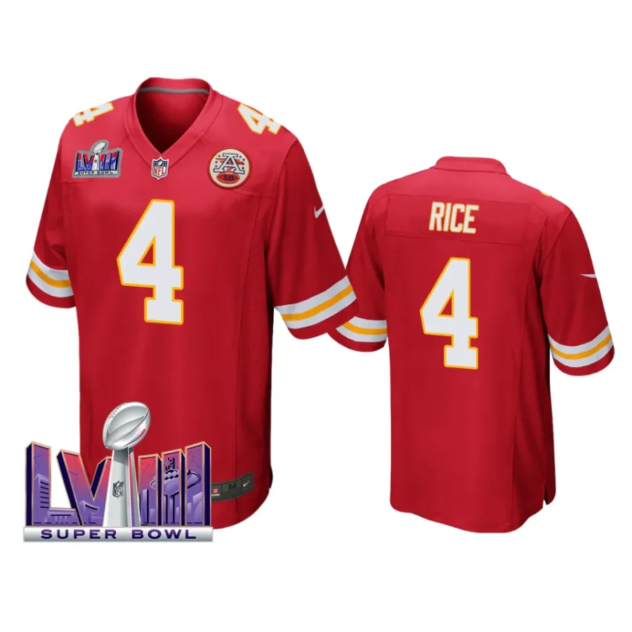 men rashee rice red super bowl lviii game jersey