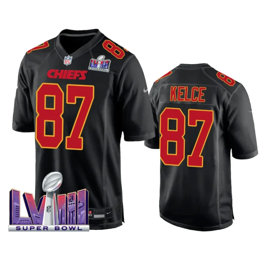 men travis kelce black super bowl lviii fashion jersey