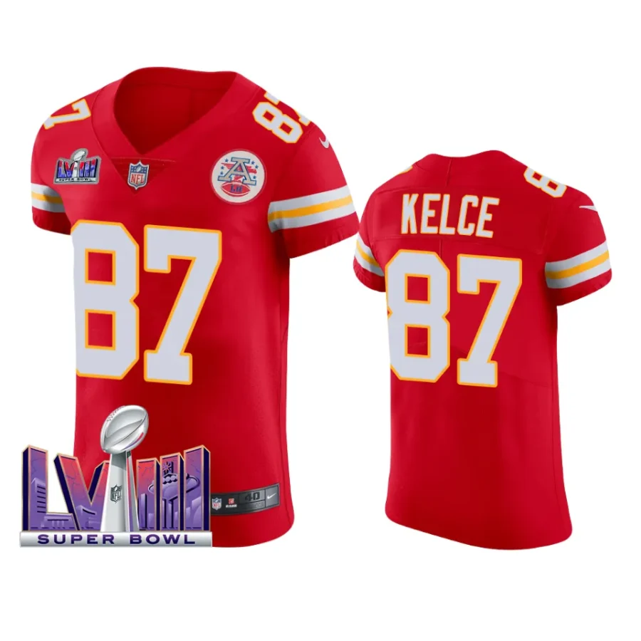 men travis kelce red super bowl lviii vapor elite jersey