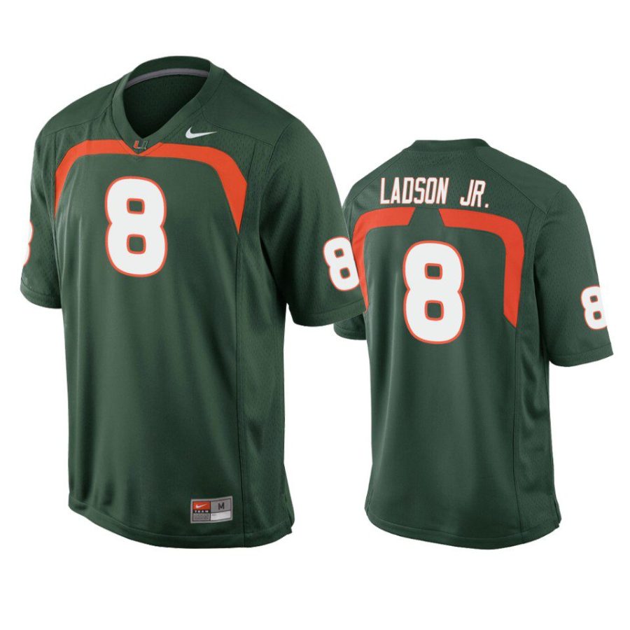 miami hurricanes frank ladson jr. green game jersey