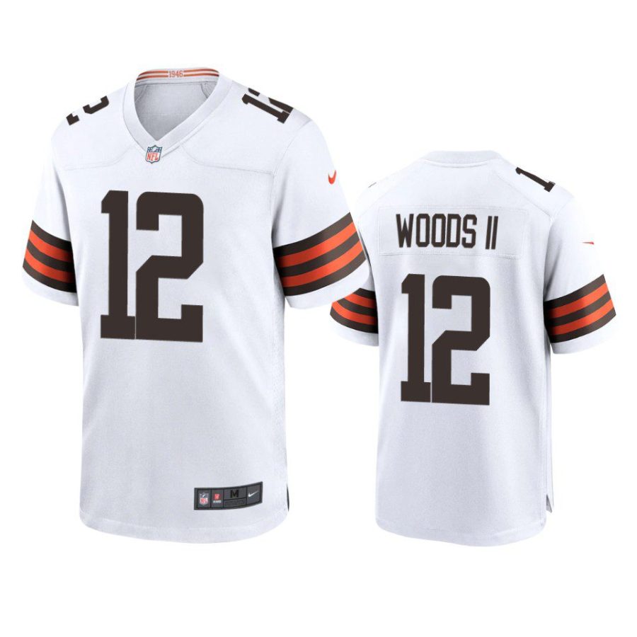 michael woods ii browns white game jersey