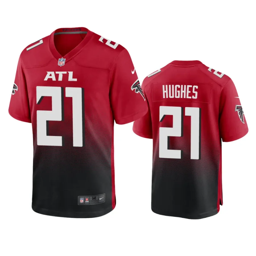 mike hughes falcons red game jersey