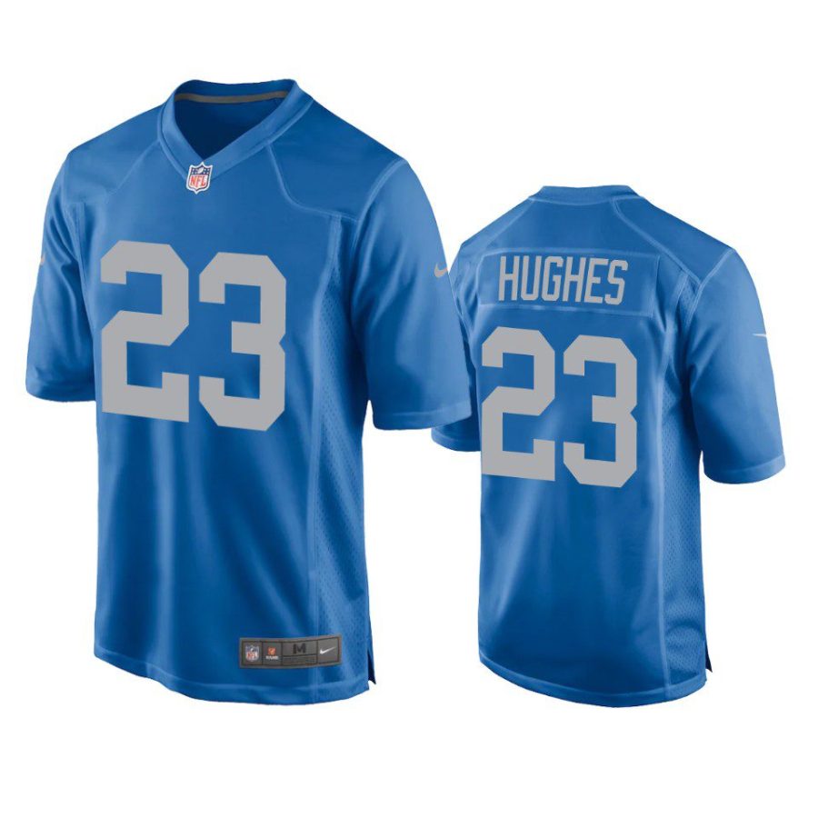 mike hughes lions blue throwback game jersey