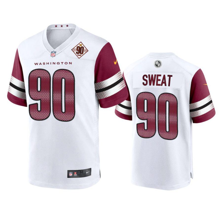 montez sweat commanders white 90th anniversary game jersey