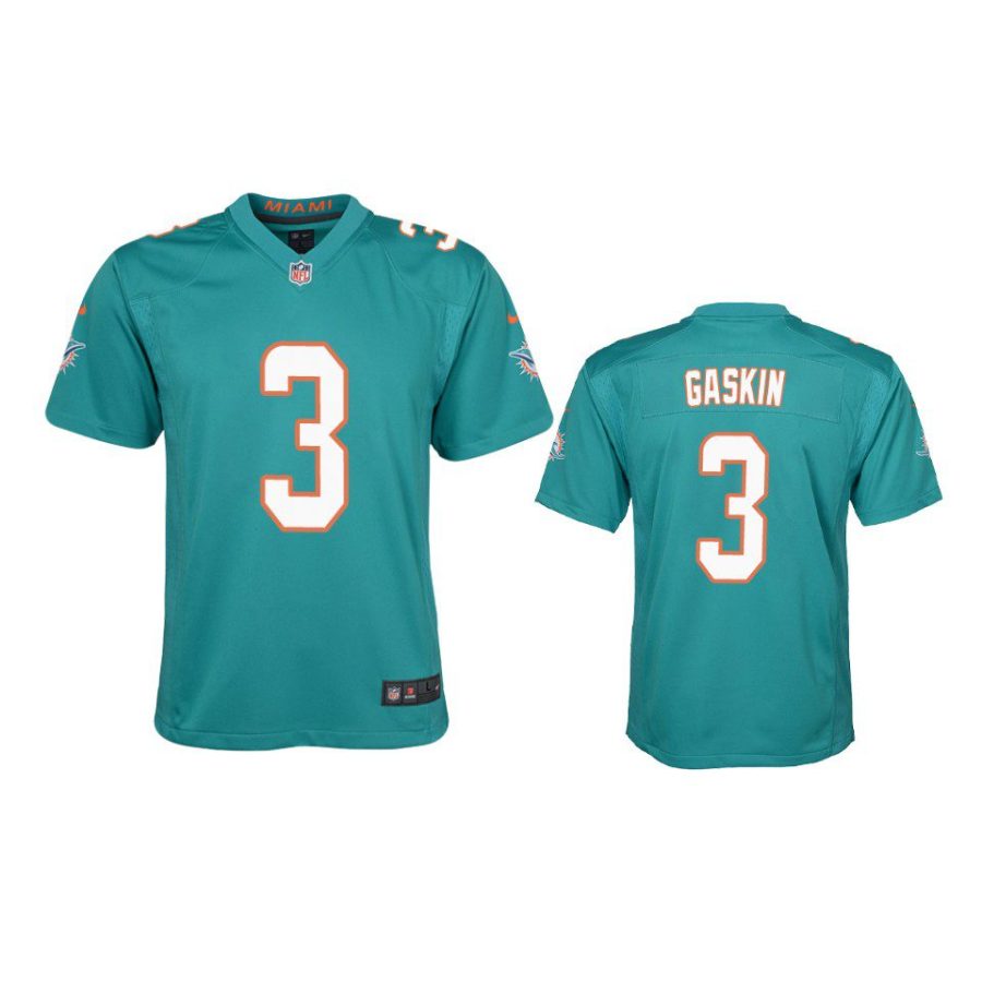 myles gaskin game youth aqua jersey