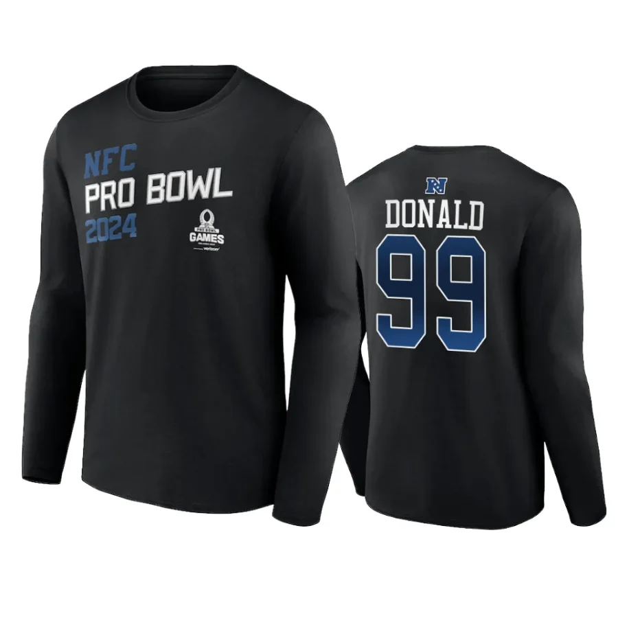 nfc aaron donald black 2024 nfl pro bowl long sleeve t shirt