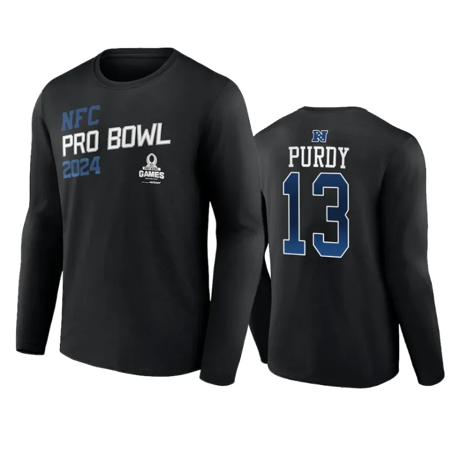 nfc brock purdy black 2024 nfl pro bowl long sleeve t shirt