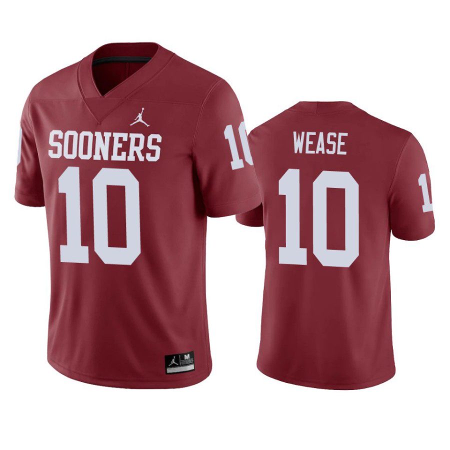 oklahoma sooners theo wease crimson game jersey