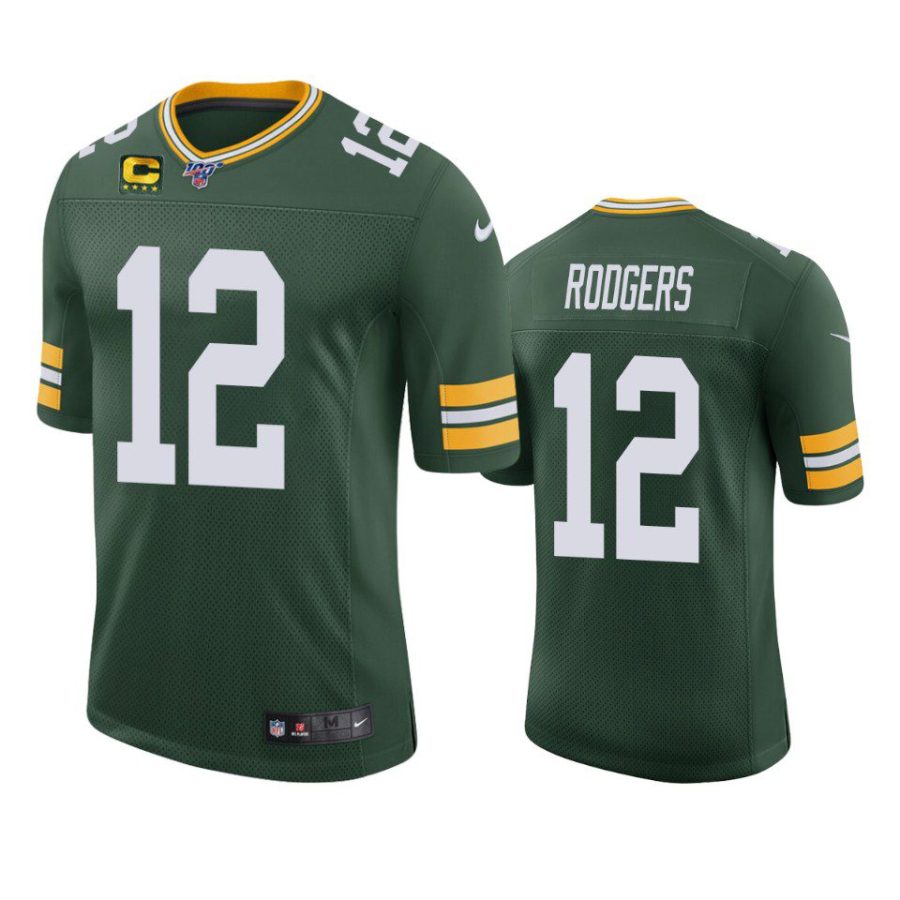 packers aaron rodgers green vapor limited captain patch jersey