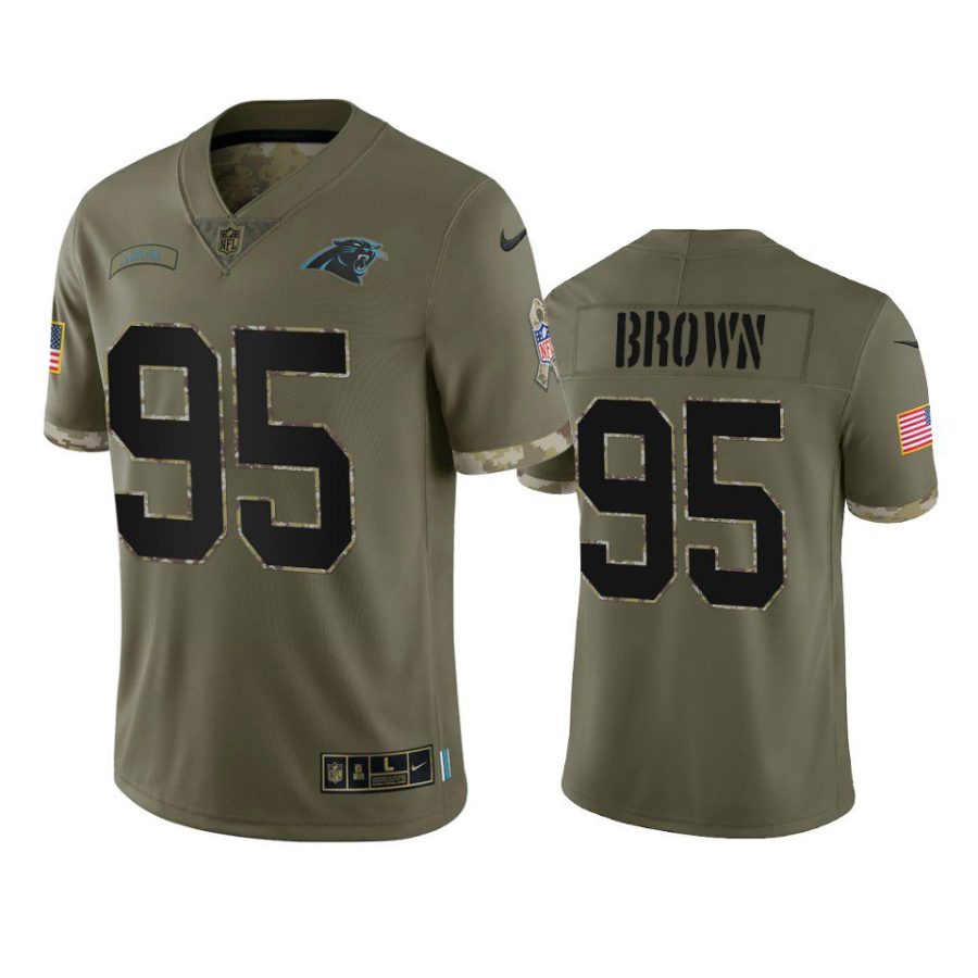 panthers derrick brown olive limited 2022 salute to service jersey