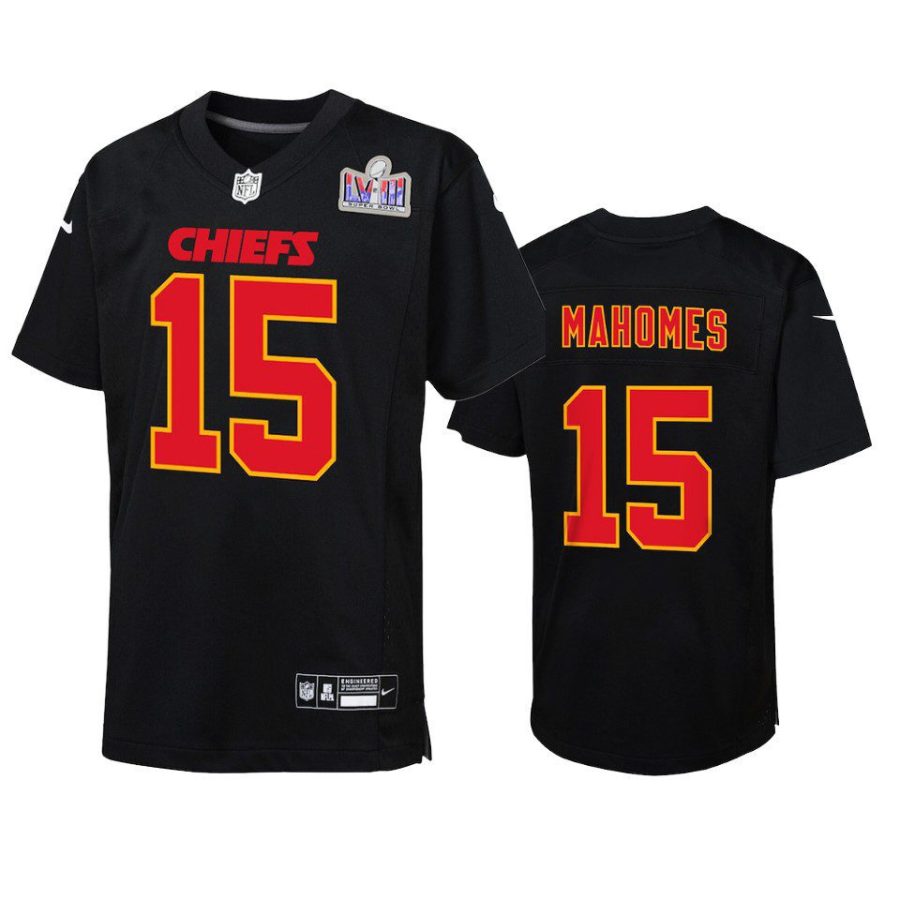 patrick mahomes carbon fashion super bowl lvii youth black jersey