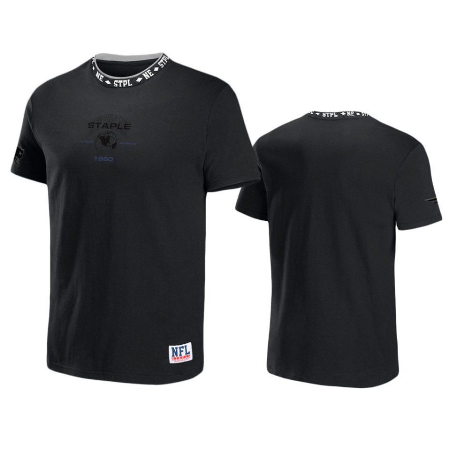 patriots black staple globe t shirt