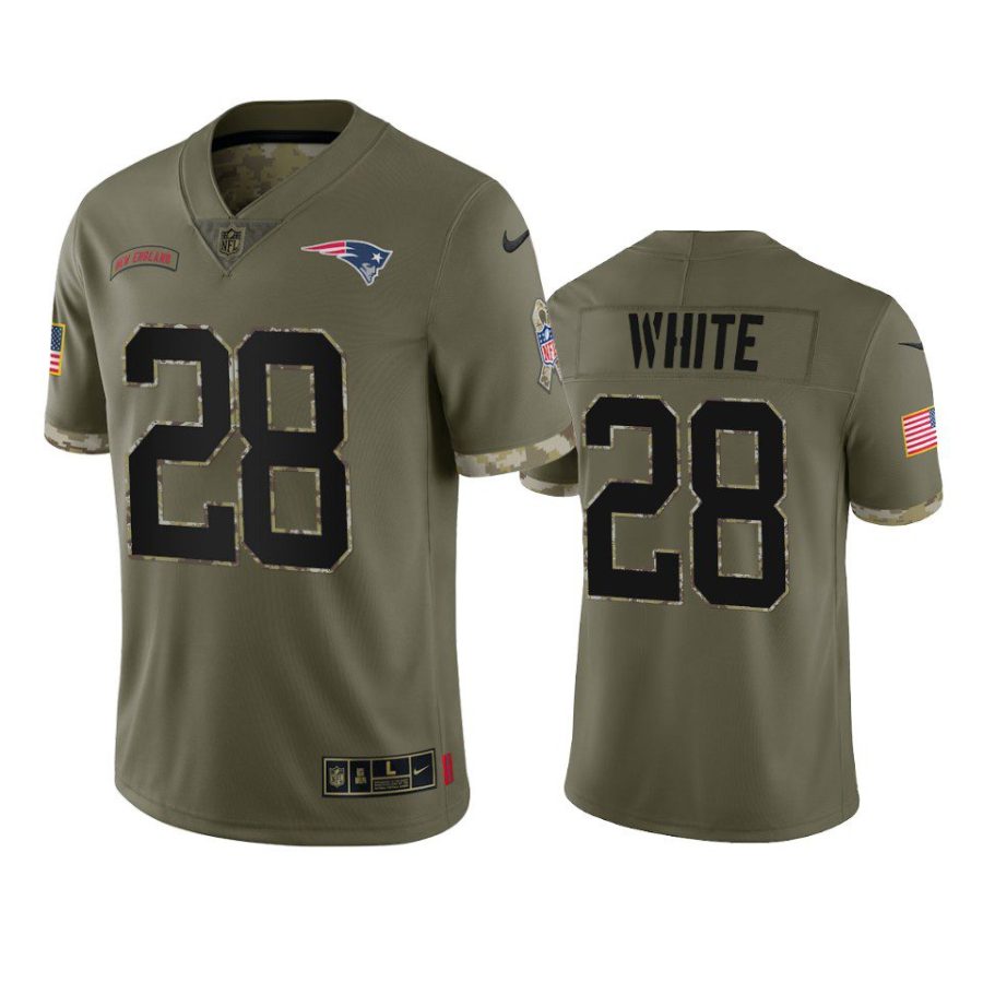 patriots james white olive limited 2022 salute to service jersey