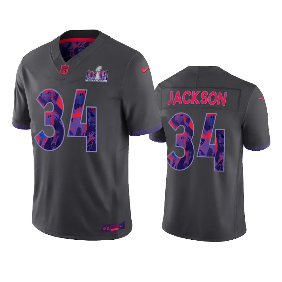 raiders bo jackson anthracite super bowl lviii jersey