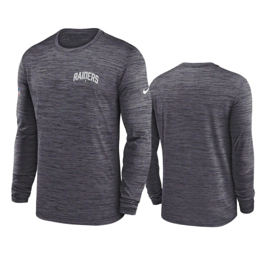 raiders charcoal velocity athletic stack long sleeve t shirt