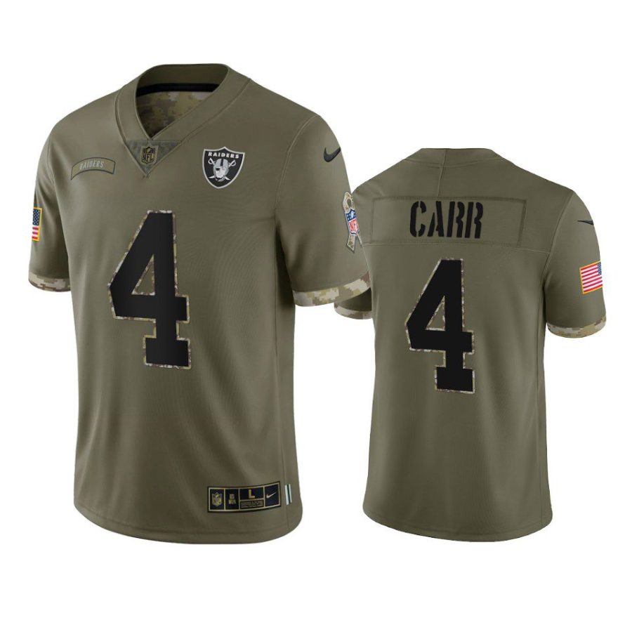 raiders derek carr olive limited 2022 salute to service jersey